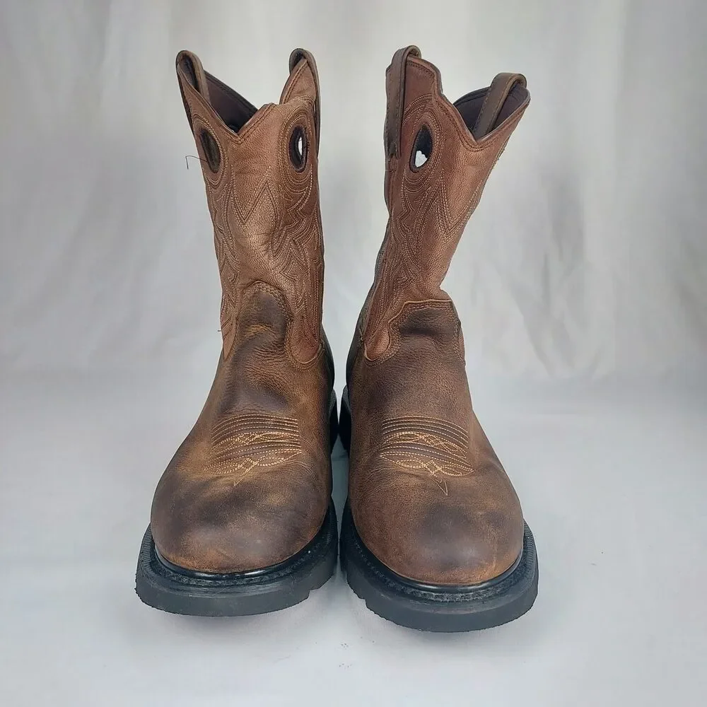 Rocky Farmstead 11in Wellington Work Boot Mens 12W Wide Brown RKYW050